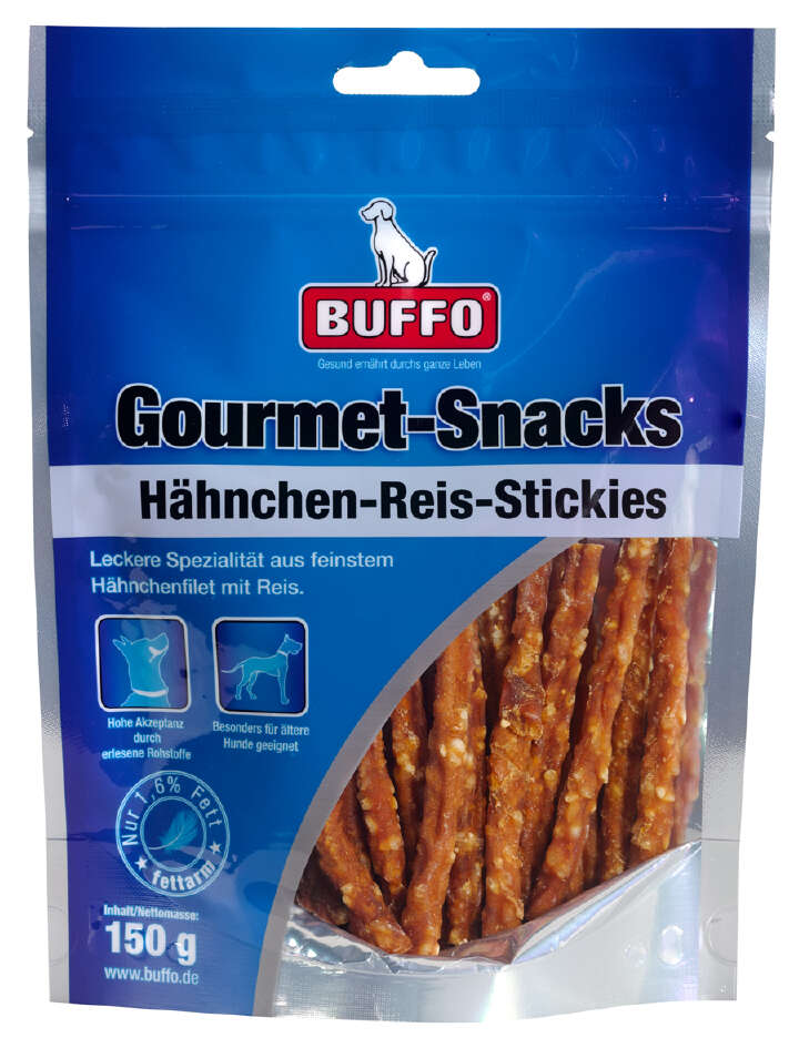 BUFFO Hundeleckerli Gourmet-Snacks Hähnchen-Reis-Stickies